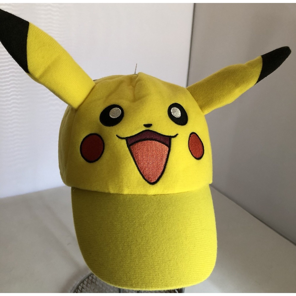 Pikachu Pokémon Youth Size Elastic stretch Hat Cap with Ears Embroidered Costume